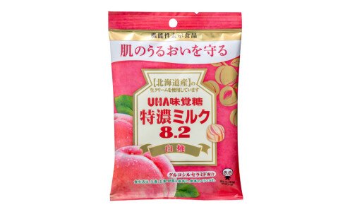 UHA Tokuno Milk 8.2 White Peach — полезная для кожи карамель с церамидами