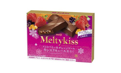 MEIJI Melty Kiss Cassis Liqueur — шоколад со смородиновым ликером, клубникой и цедрой 