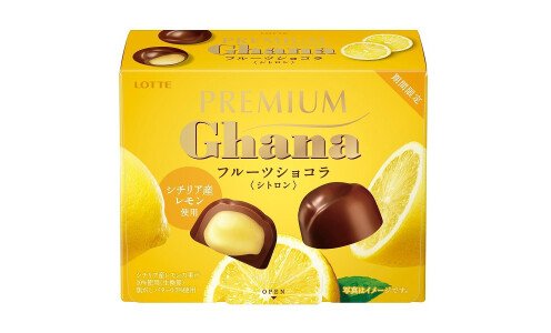 LOTTE Premium Ghana Fruits Chocolate Citron — шоколадные конфеты с лимонной начинкой 