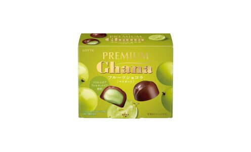 LOTTE Premium Ghana Fruits Chocolate Muscat — шоколадные конфеты с виноградной начинкой